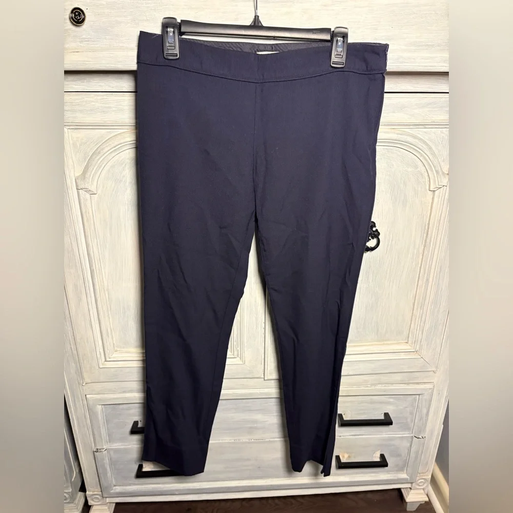 Tory Burch Navy Vania Wool Side Zip Slim Dress Pants Office Quiet Luxury Classic